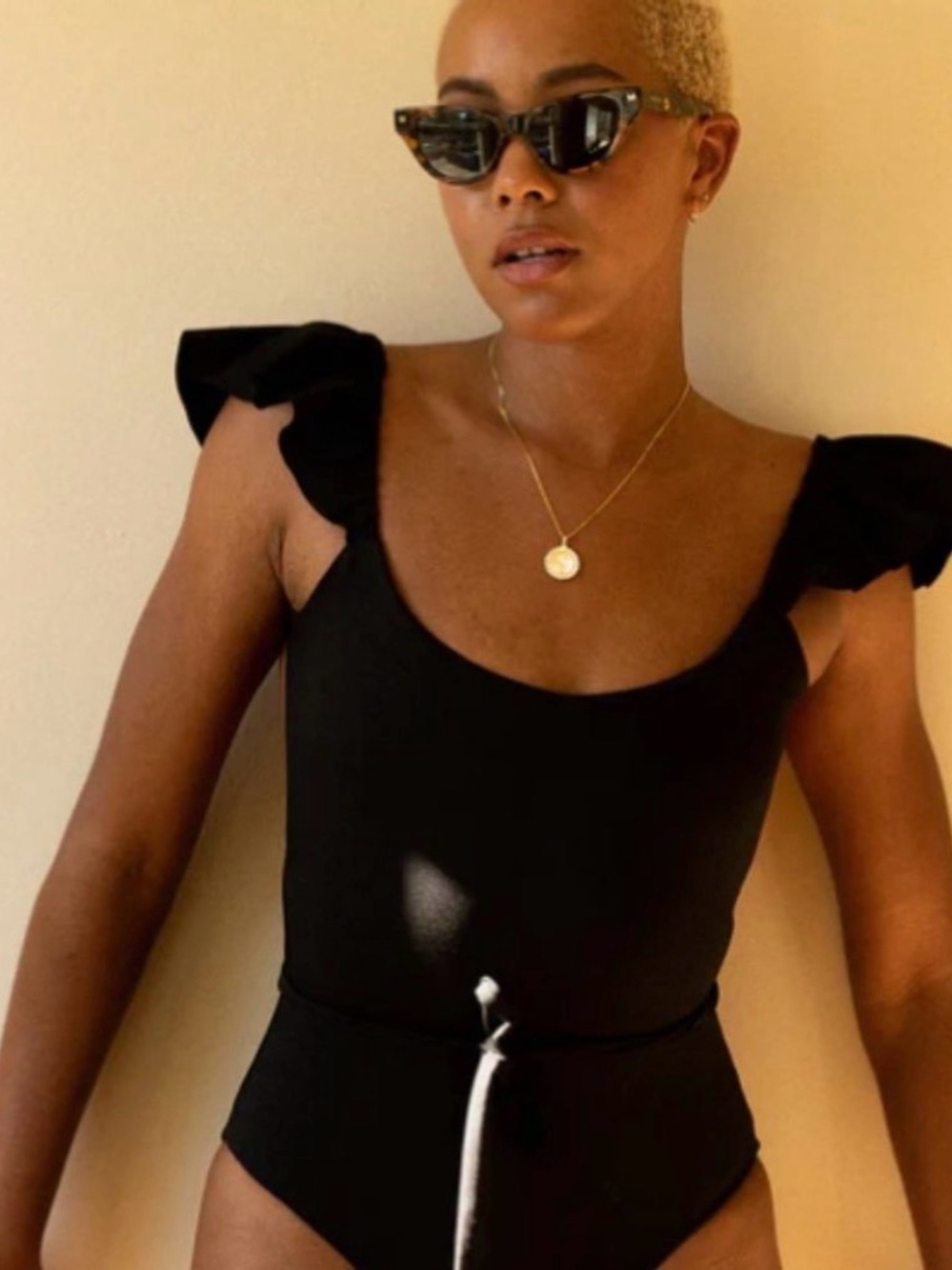 Londre Swim Minimalist with Black Ruffle Bathing Suit